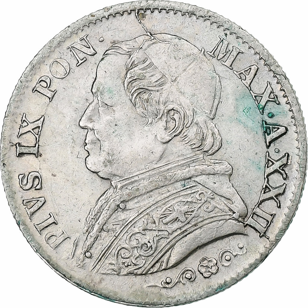 ITALIAN STATES, PAPAL STATES, Pius IX, 5 Soldi, 25 Centesimi, 1867, Rome