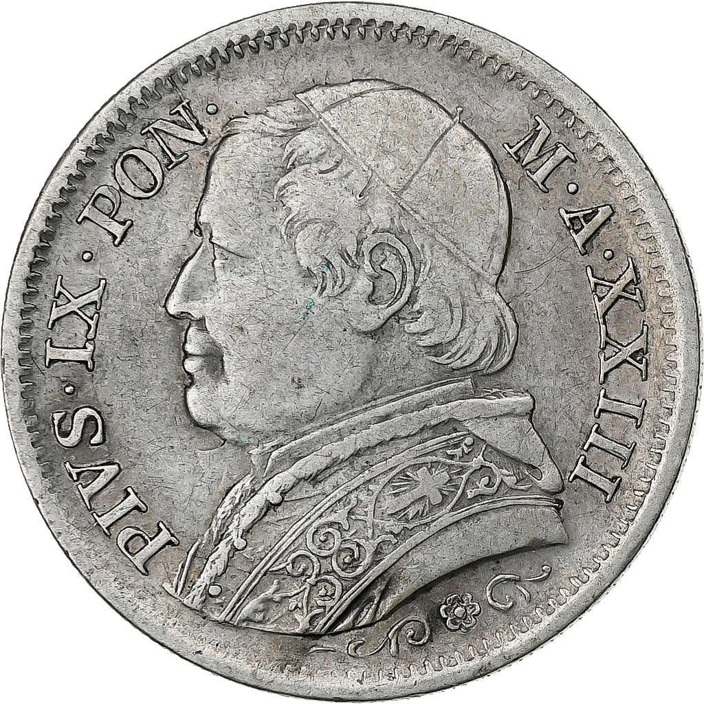 États italiens, PAPAL STATES, Pius IX, Lira, 1868, Rome, Argent, TTB, KM:1387