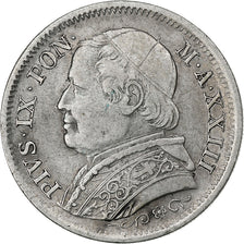 États italiens, PAPAL STATES, Pius IX, Lira, 1868, Rome, Argent, TTB, KM:1387