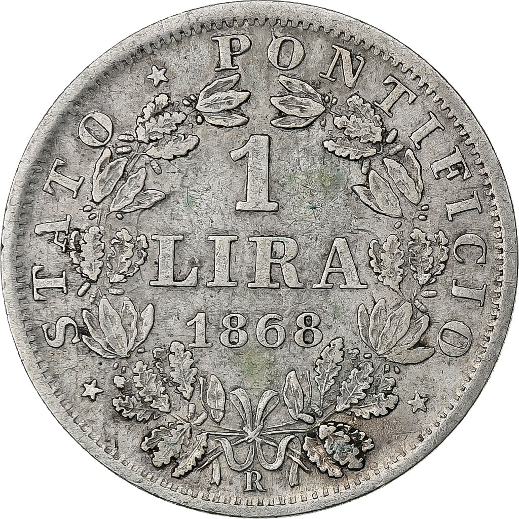 États italiens, PAPAL STATES, Pius IX, Lira, 1868, Rome, Argent, TTB, KM:1387