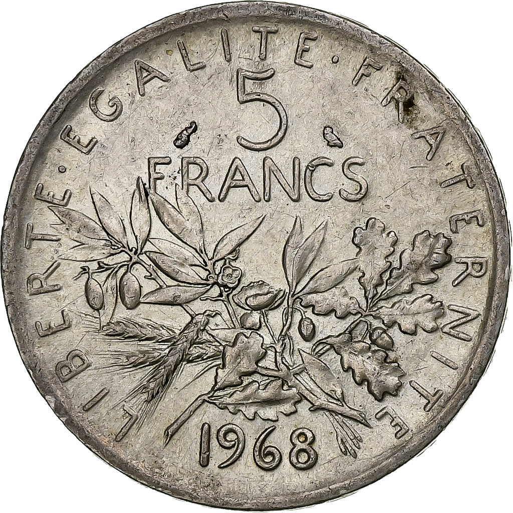 France, 5 Francs, Semeuse, 1968, Silver, AU(55-58), Gadoury:770, KM:926