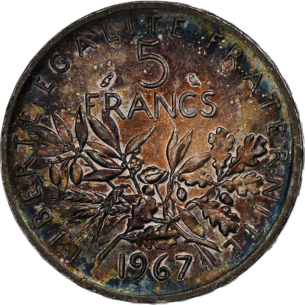 France, 5 Francs, Semeuse, 1967, Silver, MS(64), Gadoury:770, KM:926
