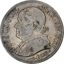 États italiens, PAPAL STATES, Pius IX, Lira, 1866, Rome, Argent, TB, KM:1378
