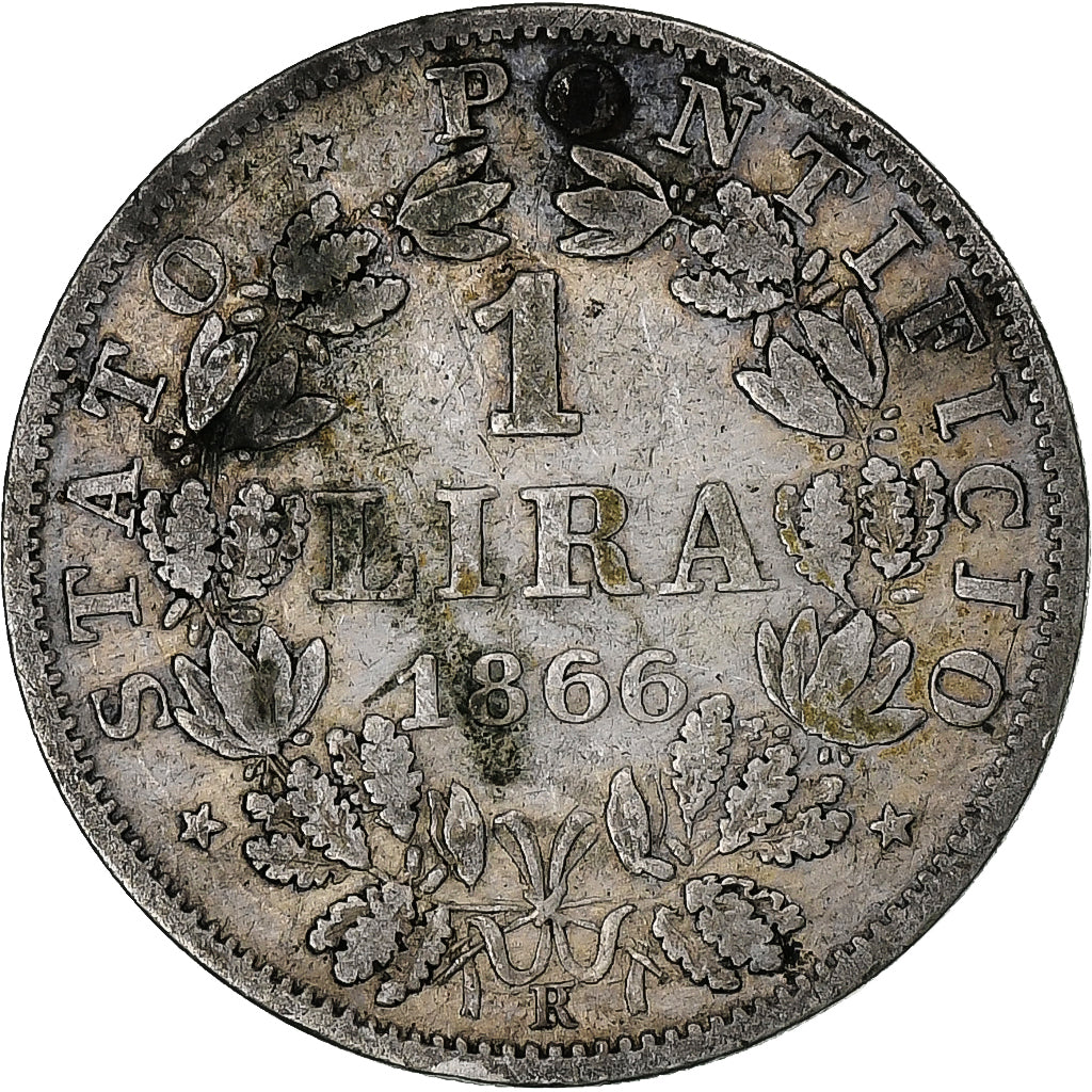 États italiens, PAPAL STATES, Pius IX, Lira, 1866, Rome, Argent, TB, KM:1378