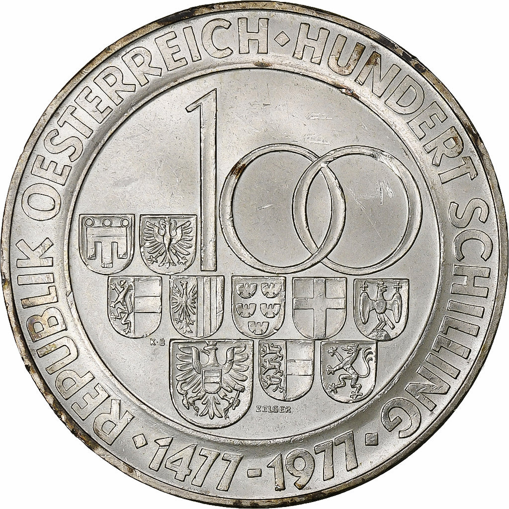 Austria, 100 Schilling, 1977, Silver, MS(63), KM:2936