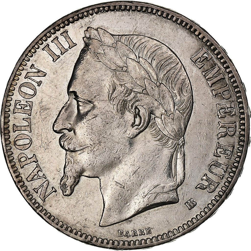 France, Napoléon III, 5 Francs, 1868, Strasbourg, Argent, TTB, Gadoury:739