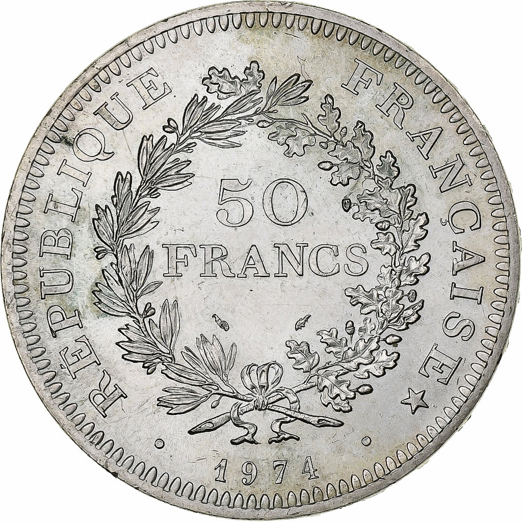 France, 50 Francs, Hercule, 1974, Avers 20 francs, Argent, SUP+, Gadoury:882a