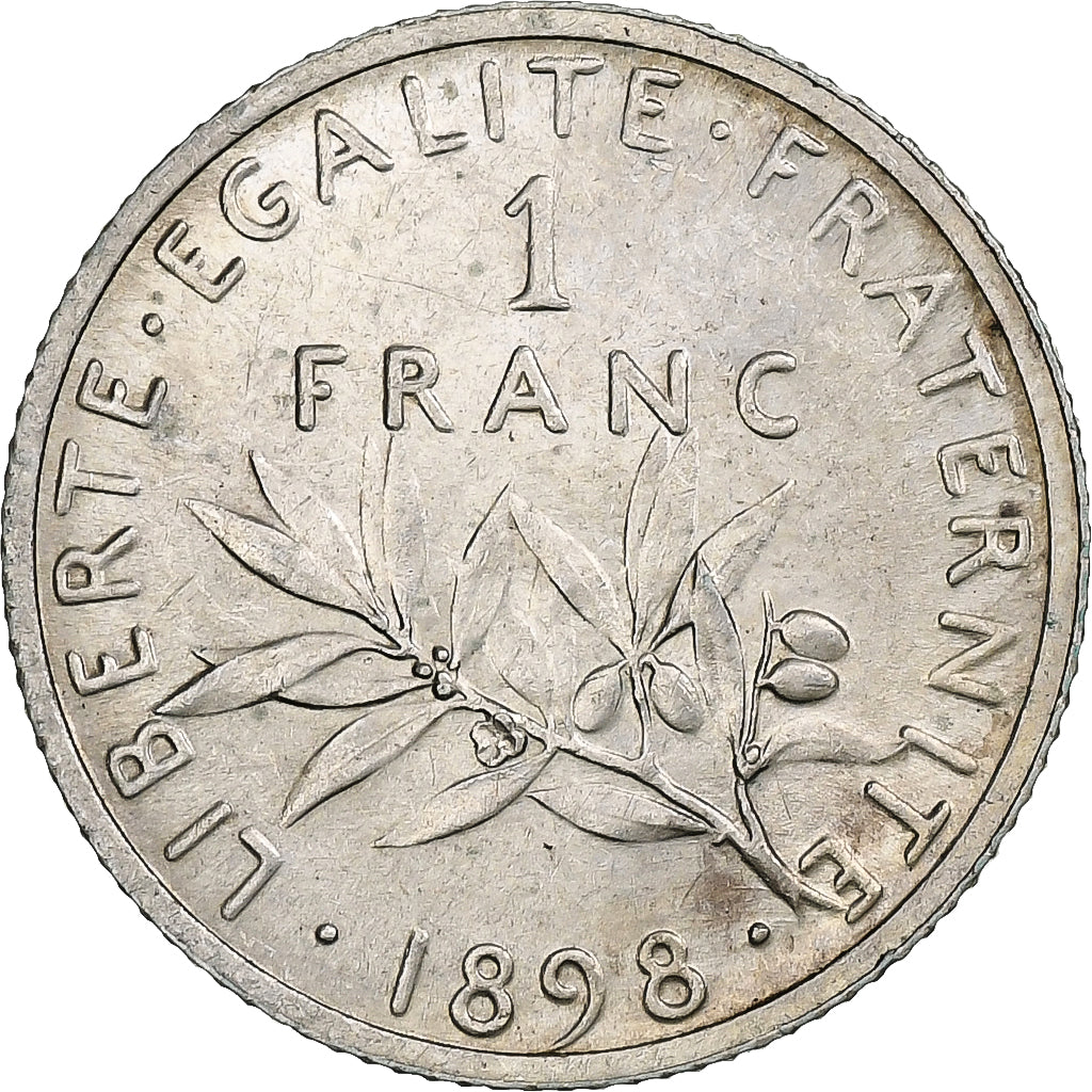 France, Franc, Semeuse, 1898, Paris, Silver, MS(60-62), Gadoury:467, KM:844.1