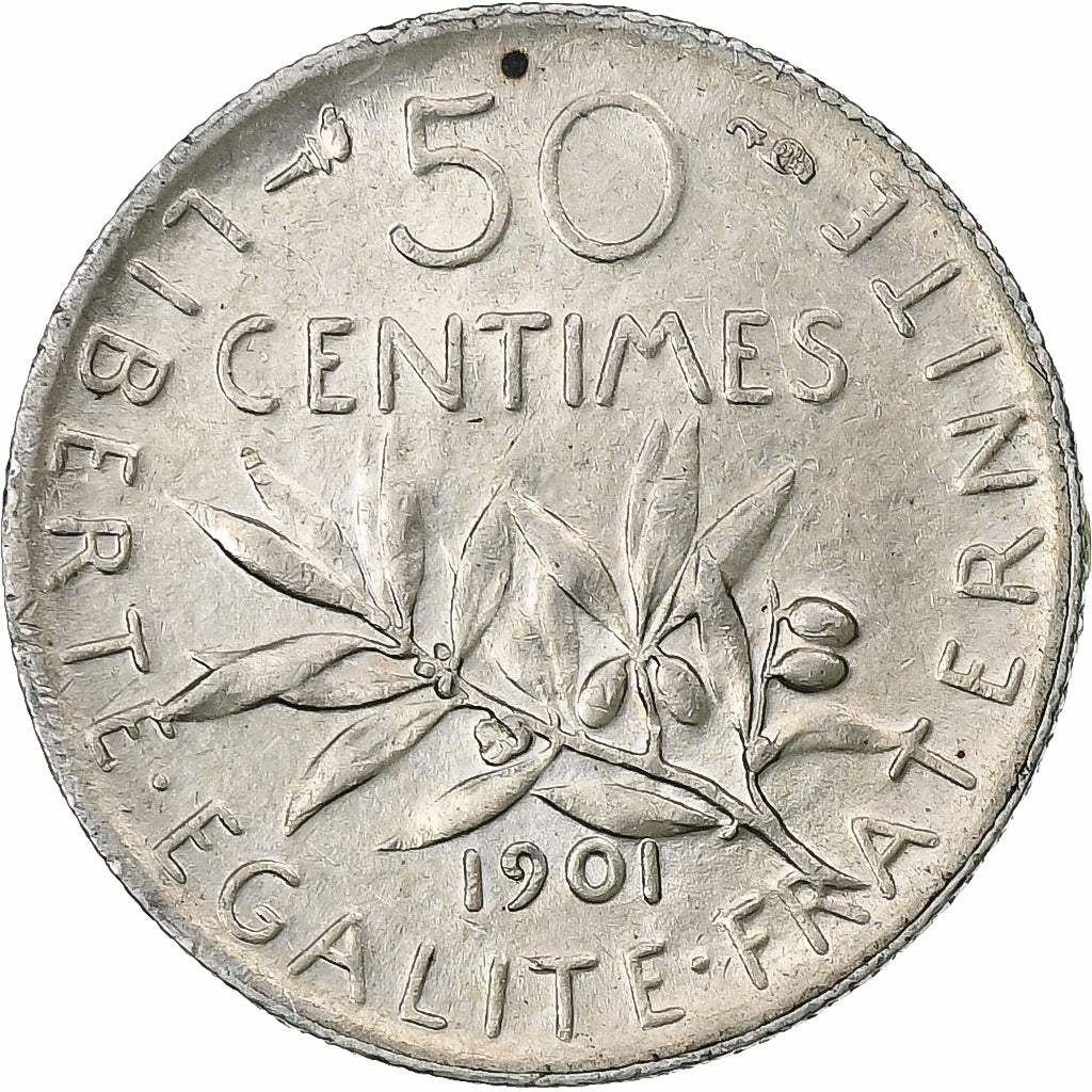 Francia, 50 Centimes, Semeuse, 1901, Paris, Plata, EBC, Gadoury:420, KM:854