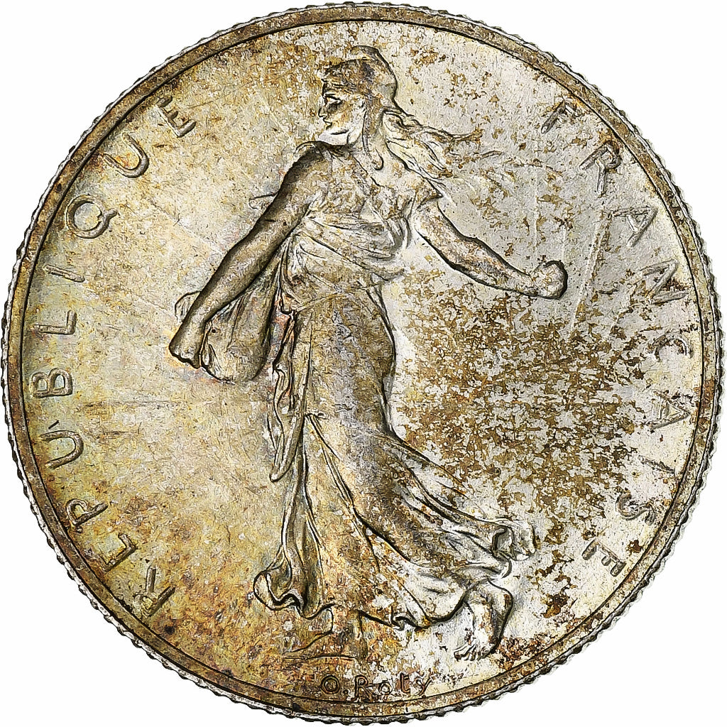 France, 2 Francs, Semeuse, 1919, Paris, Silver, MS(63), Gadoury:532, KM:845.1