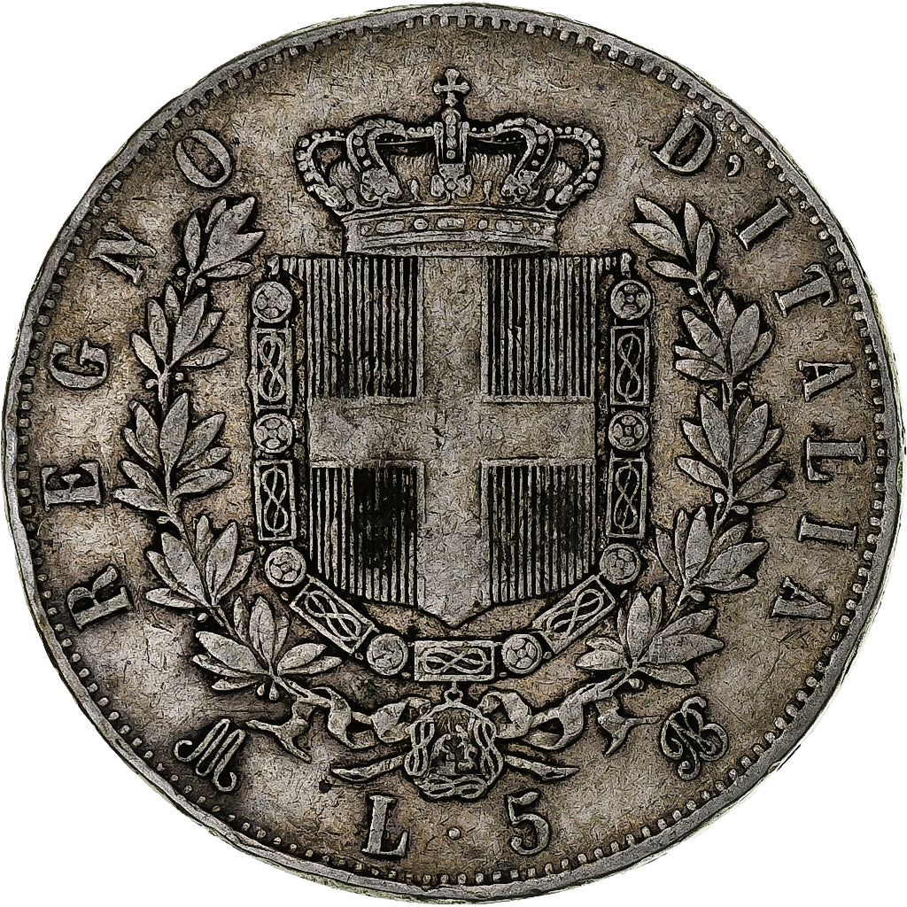 Italie, Vittorio Emanuele II, 5 Lire, 1874, Milan, Argent, TTB, KM:8.3