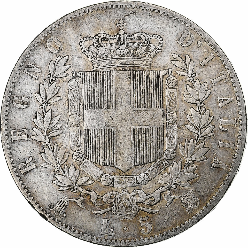 Italy, Vittorio Emanuele II, 5 Lire, 1870, Milan, Silver, VF(30-35), KM:8.3