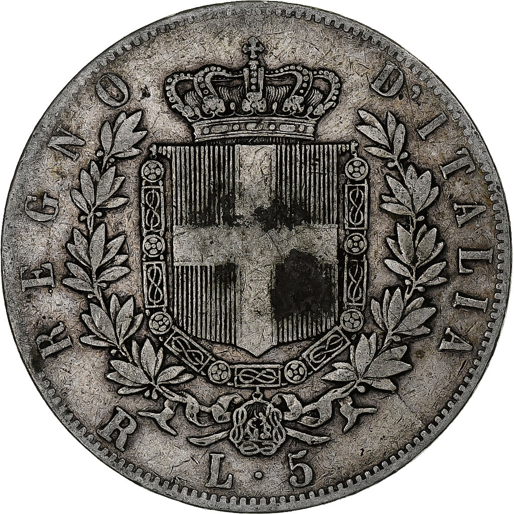 Itália, Vittorio Emanuele II, 5 Lire, 1878, Rome, Prata, VF(30-35), KM:8.4