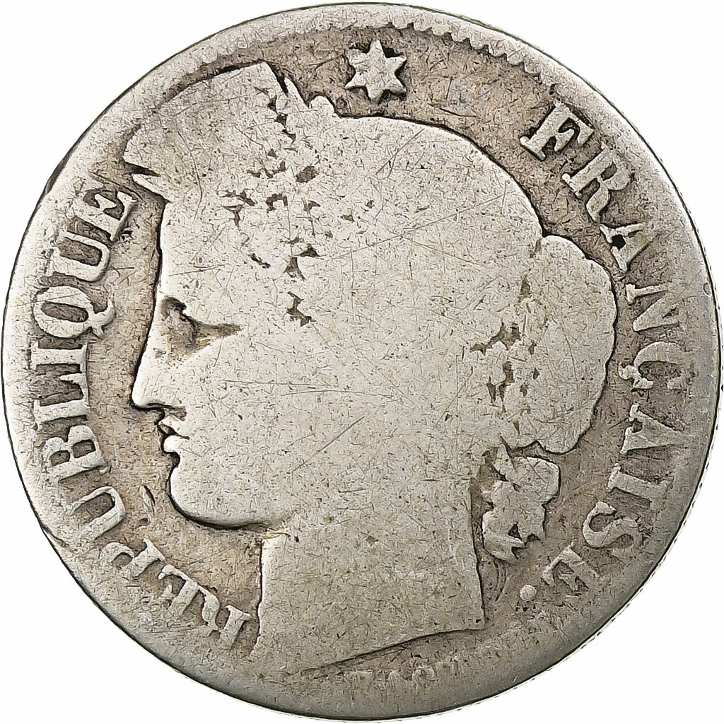 France, 50 Centimes, Cérès, 1871, Bordeaux, Silver, VF(20-25), Gadoury:419