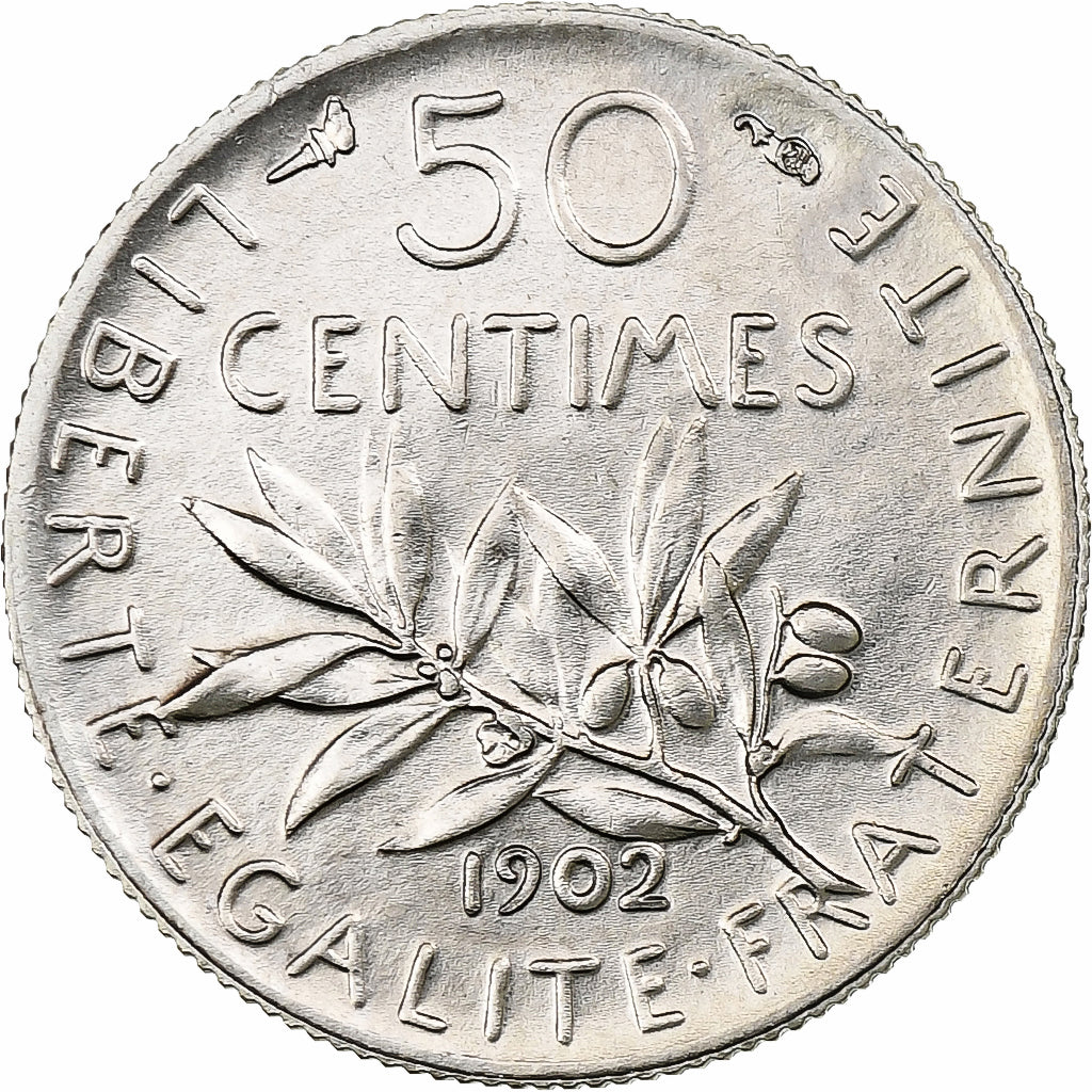 France, 50 Centimes, Semeuse, 1902, Paris, Silver, AU(50-53), Gadoury:420