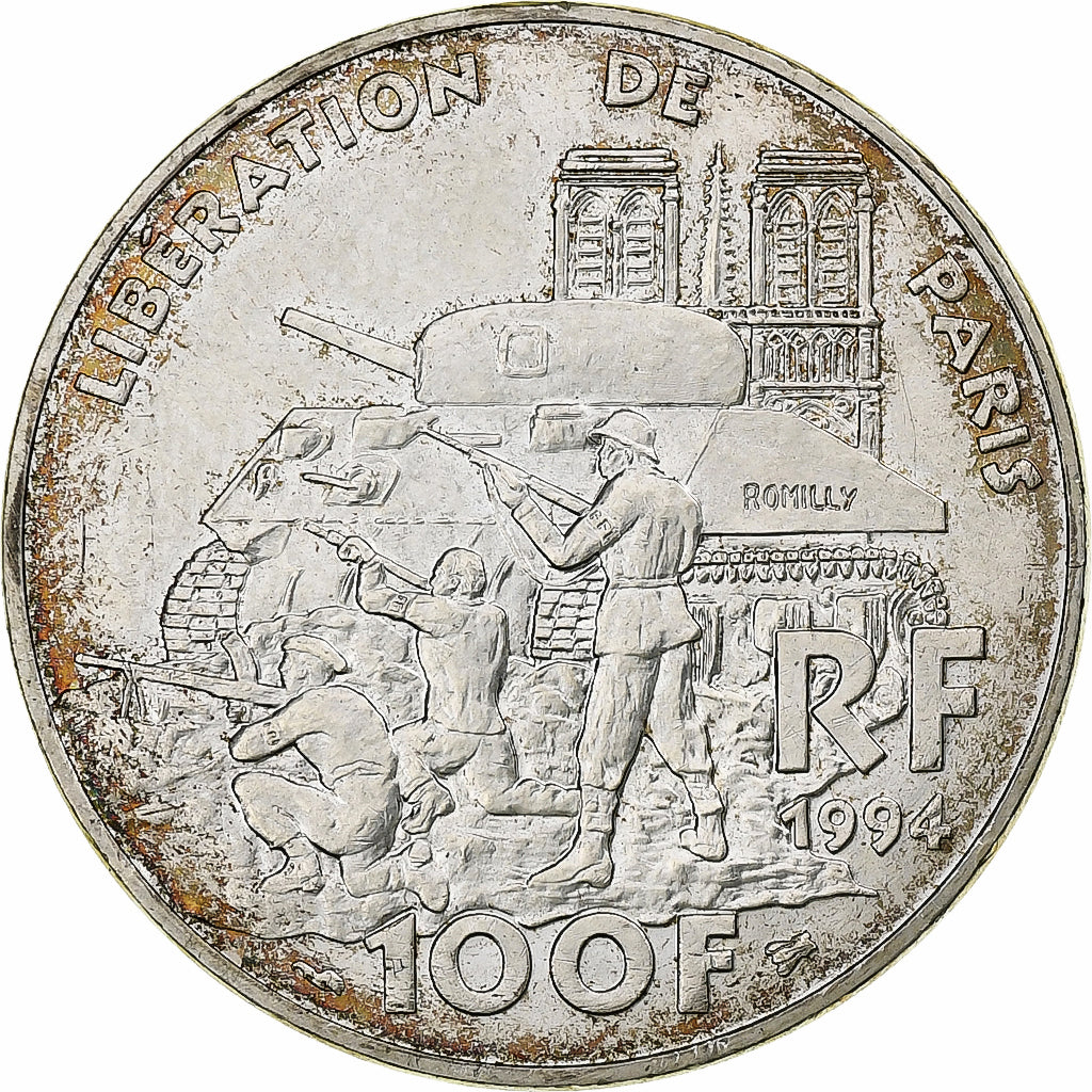 Frankreich, 100 Francs, Libération de Paris, 1994, Silber, SS+, Gadoury:924