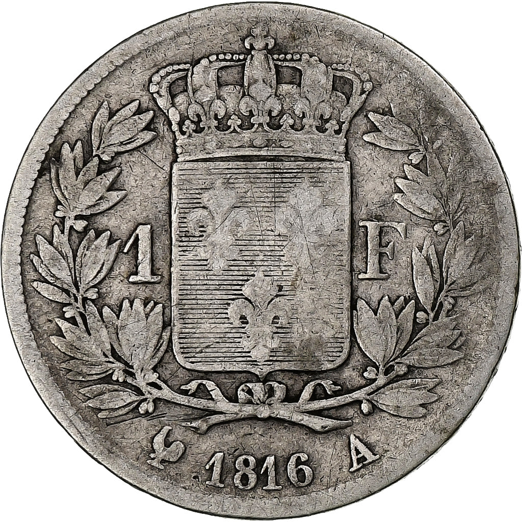 France, Louis XVIII, Franc, Louis XVIII, 1816, Paris, Silver, VF(30-35)