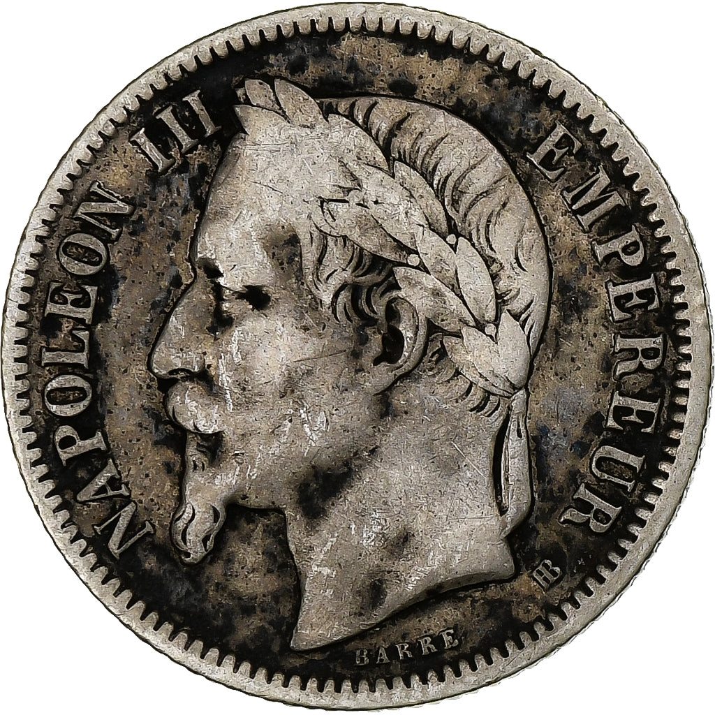 Francia, Napoleon III, Franc, Napoléon III, 1867, Strasbourg, Argento, MB+