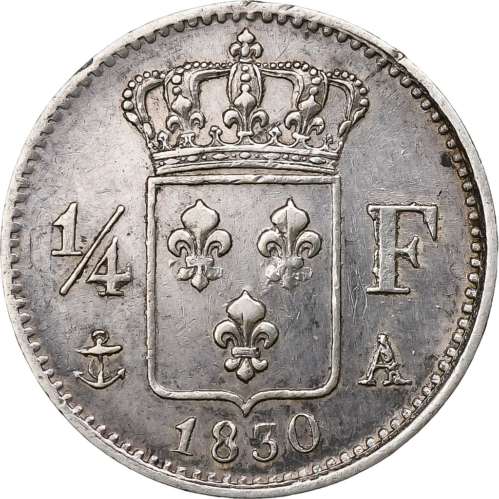 Francia, 1/4 Franc, Charles X, 1830, Paris, Plata, MBC+, Gadoury:353, KM:722.1