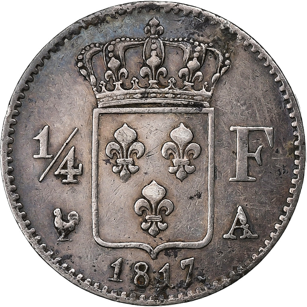 Frankrijk, Louis XVIII, 1/4 Franc, Louis XVIII, 1817, Paris, Zilver, PR