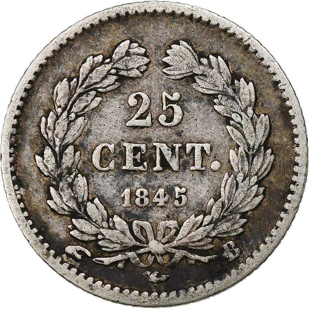 França, 25 Centimes, Louis-Philippe, 1845, Rouen, Prata, AU(50-53)
