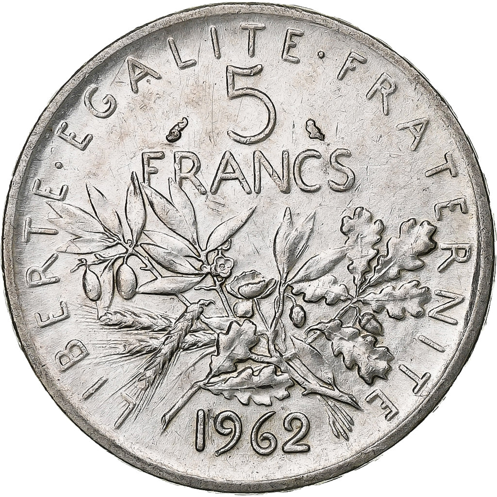 France, 5 Francs, Semeuse, 1962, Silver, MS(64), Gadoury:770, KM:926