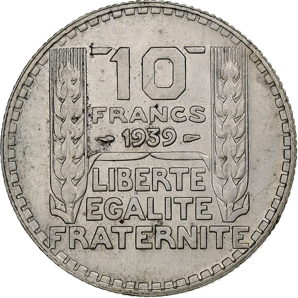 France, 10 Francs, Turin, 1939, Paris, Silver, MS(60-62), Gadoury:801, KM:878