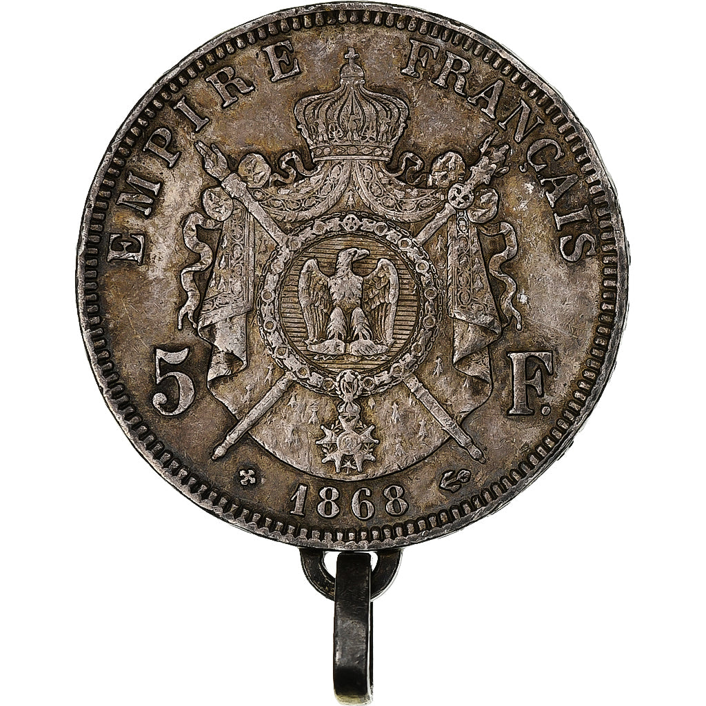France, Napoléon III, 5 Francs, 1868, Strasbourg, Argent, TB+, Gadoury:739