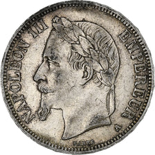 França, Napoleon III, 5 Francs, 1870, Paris, Prata, VF(30-35), Gadoury:739