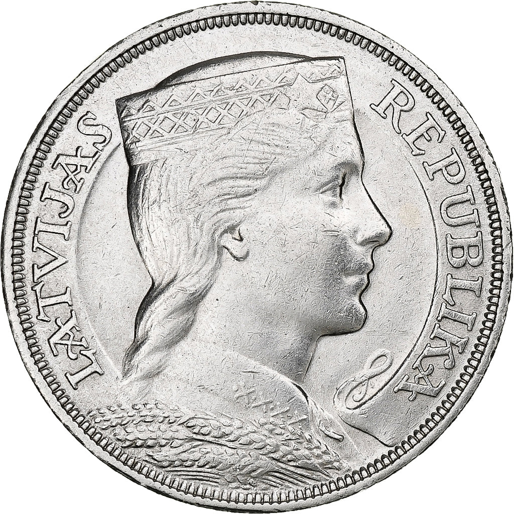 Latvia, 5 Lati, 1932, Silver, AU(55-58), KM:9