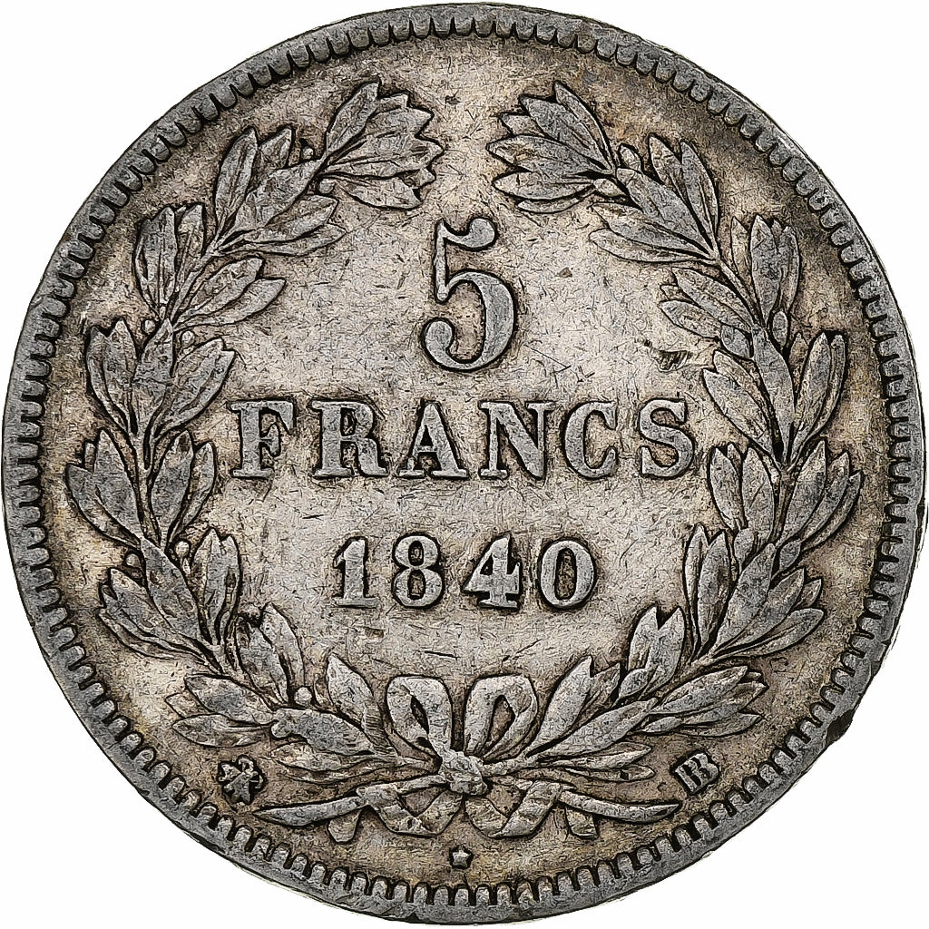 France, 5 Francs, Louis-Philippe, 1840, Strasbourg, Silver, VF(30-35)