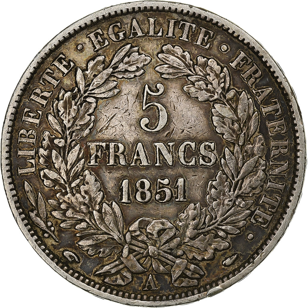 Frankrijk, 5 Francs, Cérès, 1851, Paris, Zilver, ZF+, Gadoury:719, KM:761.1