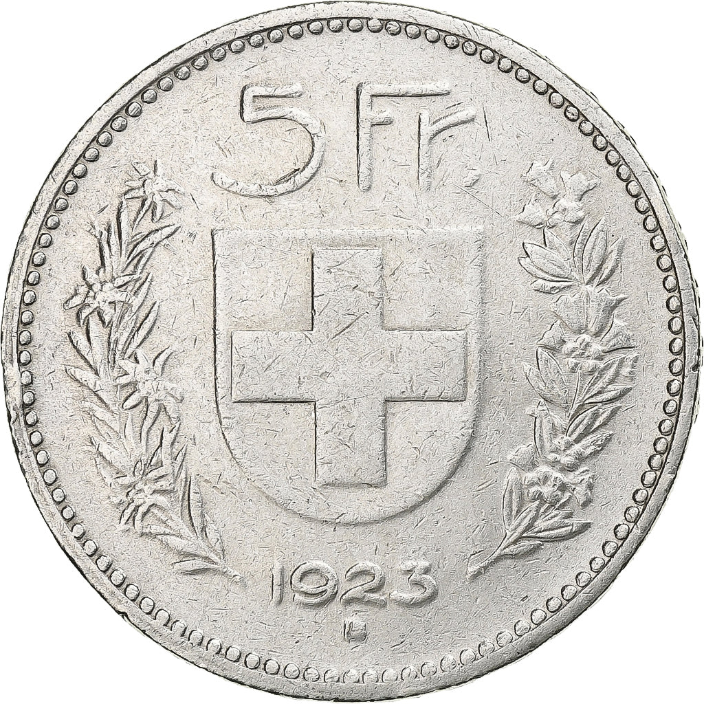 Suiza, 5 Francs, 1923, Bern, Plata, MBC, KM:37