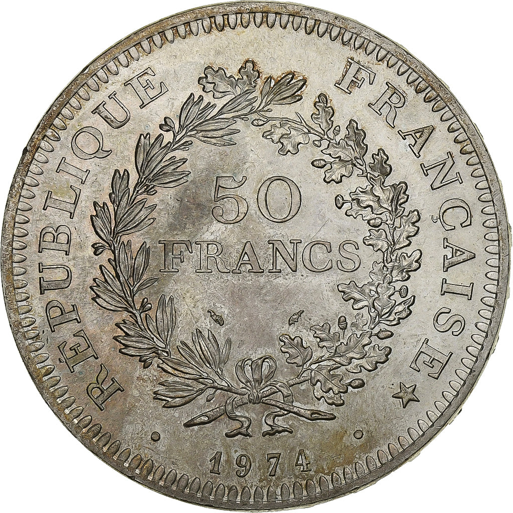 France, 50 Francs, Hercule, 1974, Hybrid issue, Silver, AU(50-53), Gadoury:882a