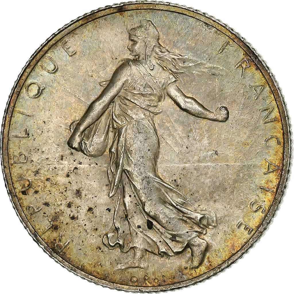 France, 2 Francs, Semeuse, 1919, Paris, Silver, MS(63), Gadoury:532, KM:845.1