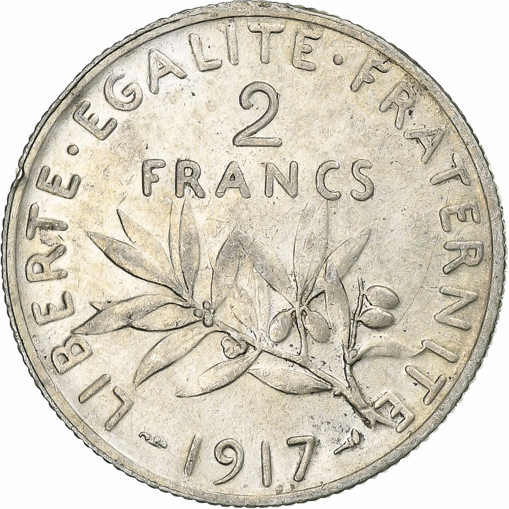 Frankreich, 2 Francs, Semeuse, 1917, Paris, Silber, UNZ, Gadoury:532, KM:845.1