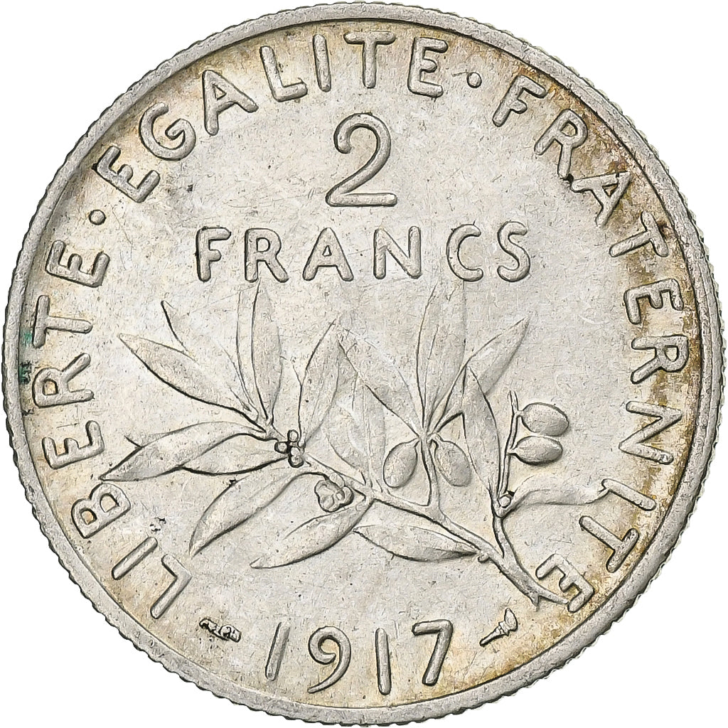Frankreich, 2 Francs, Semeuse, 1917, Paris, Silber, UNZ, Gadoury:532, KM:845.1