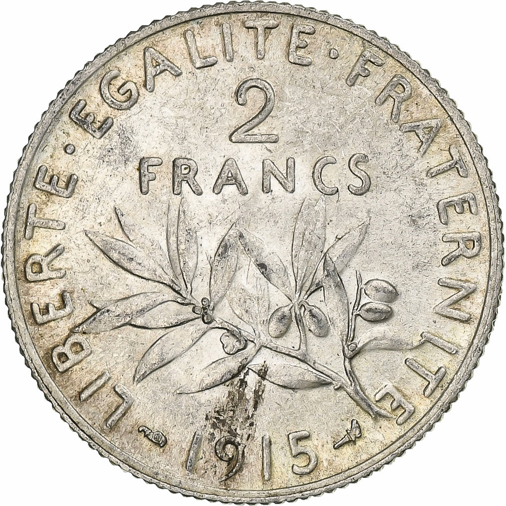 Frankreich, 2 Francs, Semeuse, 1915, Paris, Silber, UNZ, Gadoury:532, KM:845.1