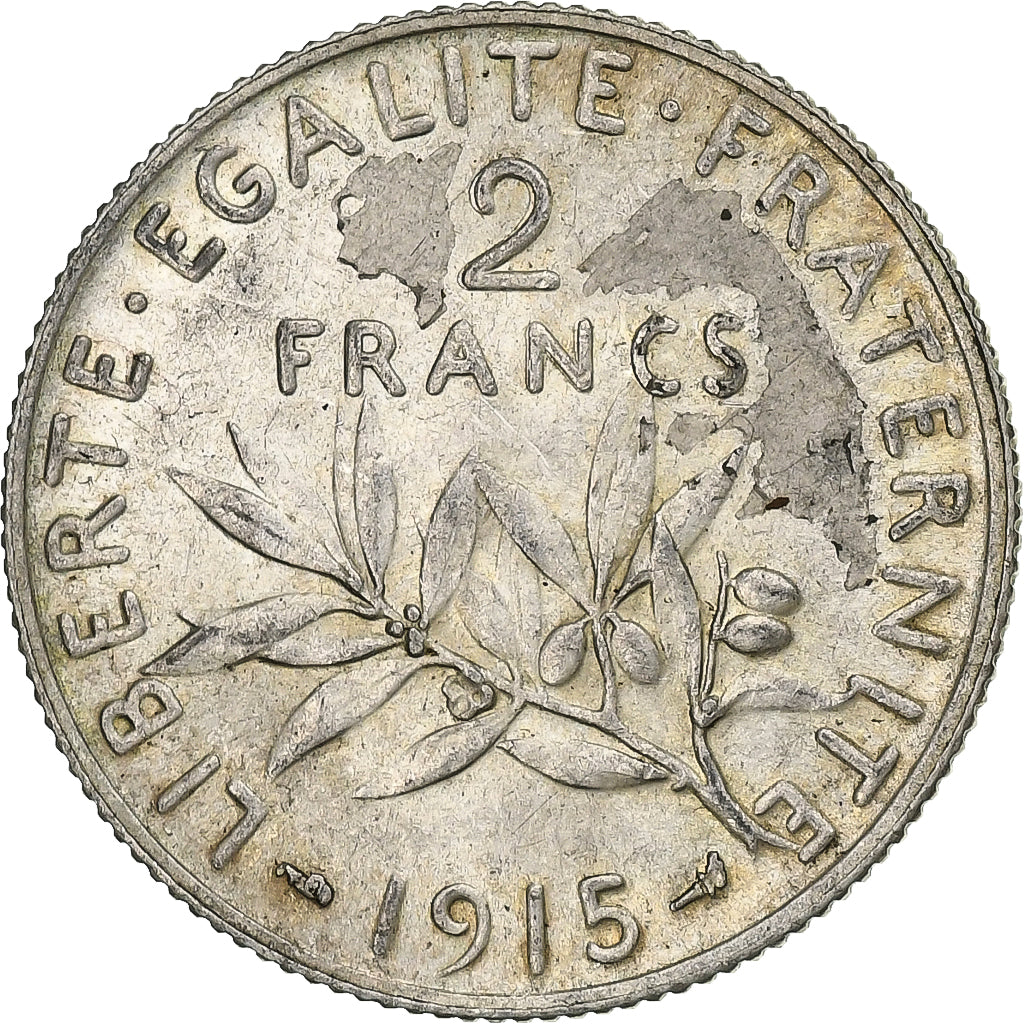 Francia, 2 Francs, Semeuse, 1915, Paris, Argento, SPL, Gadoury:532, KM:845.1