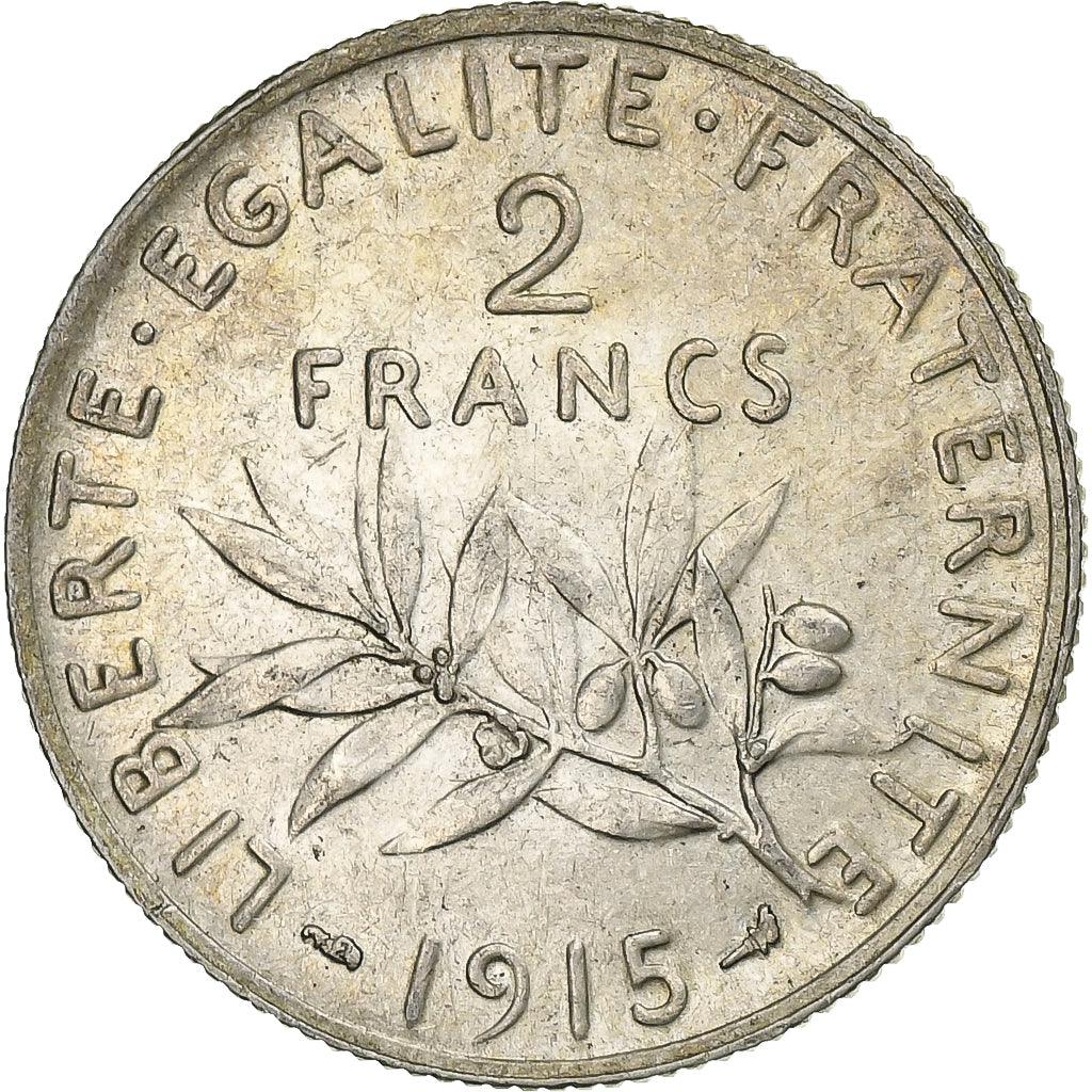 Frankreich, 2 Francs, Semeuse, 1915, Paris, Silber, UNZ, Gadoury:532, KM:845.1