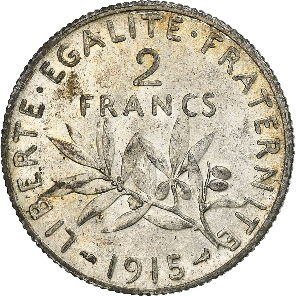 Francia, 2 Francs, Semeuse, 1915, Paris, Argento, SPL, Gadoury:532, KM:845.1