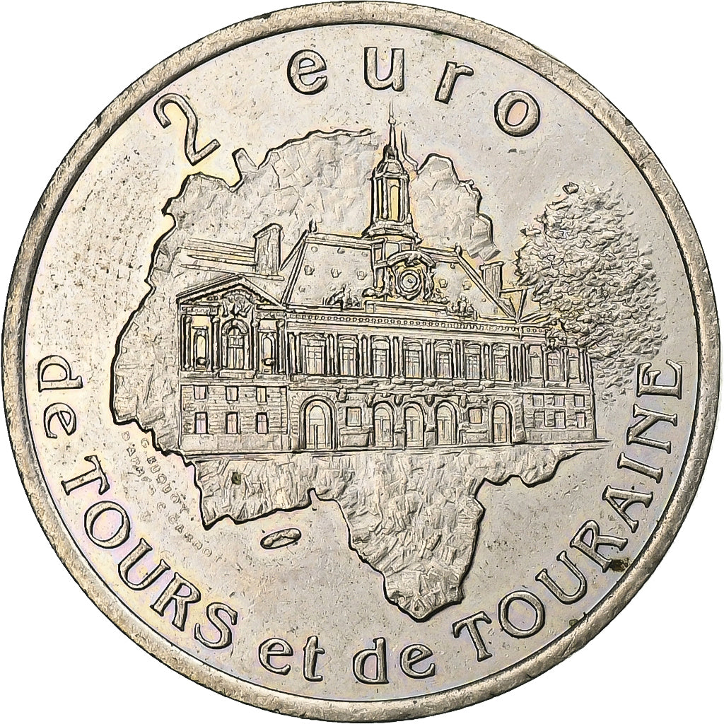 França, 2 Euro, Euro des Villes, 1997, N/D, Tours et de Touraine, AU(55-58)
