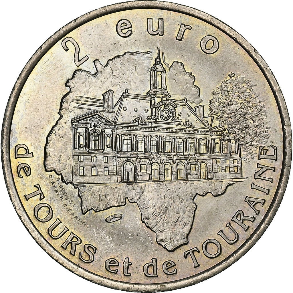 France, 2 Euro, Euro des Villes, 1997, Tours et de Touraine - Bléré, AU(55-58)