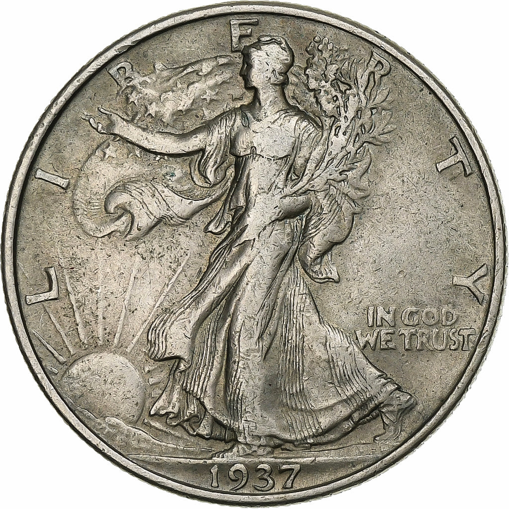 Estados Unidos, Half Dollar, Walking Liberty Half Dollar, 1937, U.S. Mint