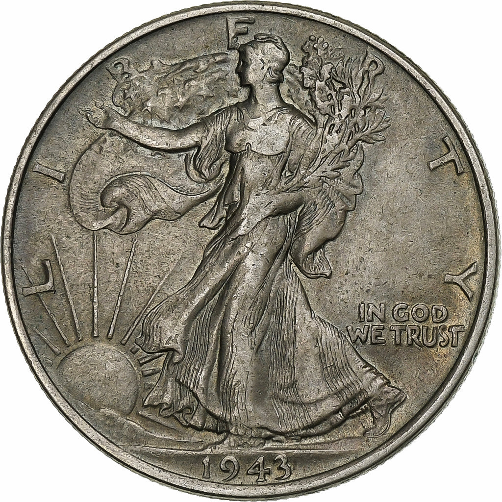 Estados Unidos, Half Dollar, 1943, Philadelphia, Plata, MBC, KM:142