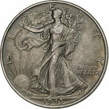 Estados Unidos, Half Dollar, 1943, Philadelphia, Plata, MBC, KM:142