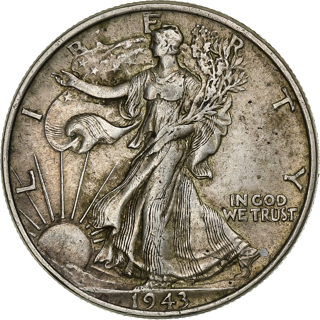 Estados Unidos, Half Dollar, 1943, Philadelphia, Plata, MBC+, KM:142