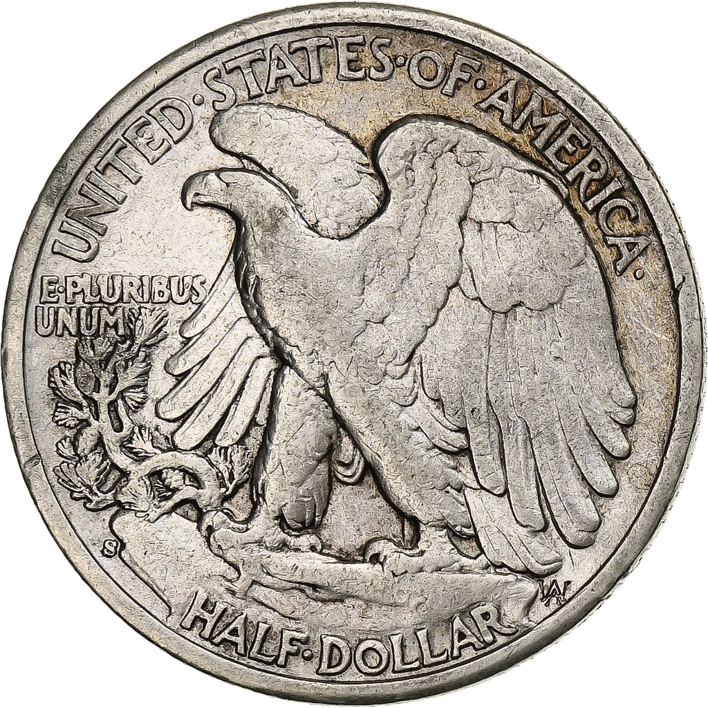 Estados Unidos, Half Dollar, 1944, San Francisco, Plata, BC+, KM:142