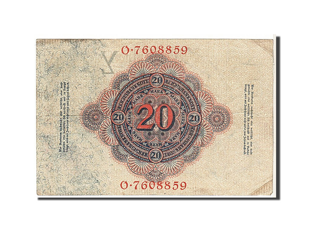 Billet, Allemagne, 20 Mark, 1914, KM:46b, TB+