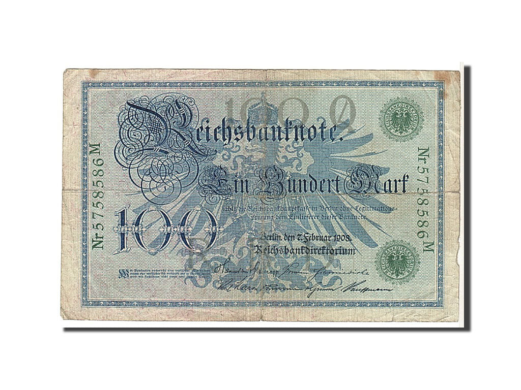 Billet, Allemagne, 100 Mark, 1908, TB